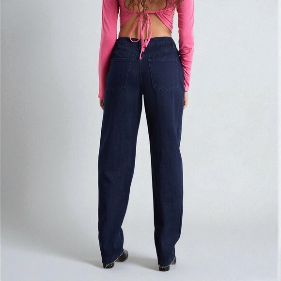 WEWOREWHAT Dark Blue Low Rise Dad Jeans Size 27 - Picture 4 of 14